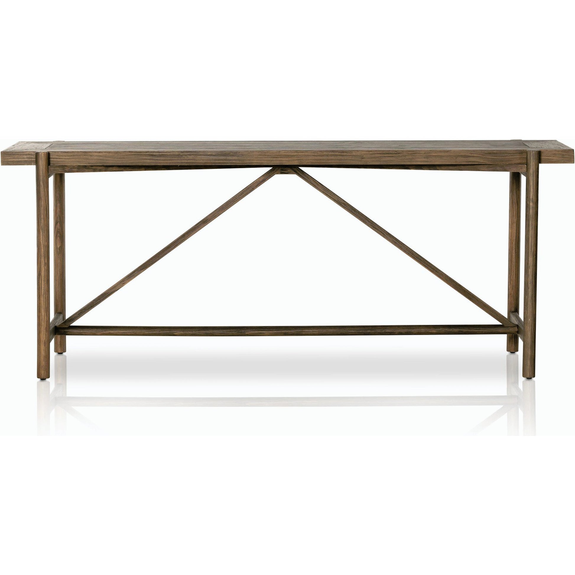 Goldthwaite Console Table by Four Hands in sienna brown. Made from solid pine, poplar plywood in a modern style.