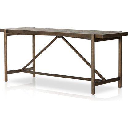 Goldthwaite Console Table by Four Hands in sienna brown. Made from solid pine, poplar plywood in a modern style.