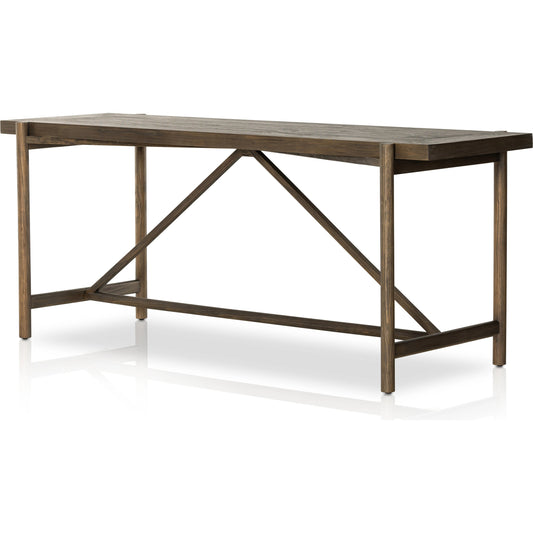 Goldthwaite Console Table by Four Hands in sienna brown. Made from solid pine, poplar plywood in a modern style.