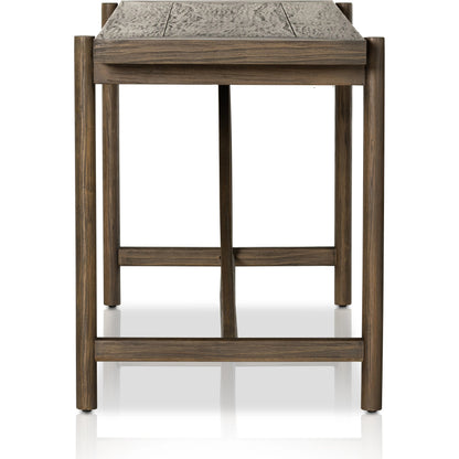 Goldthwaite Console Table by Four Hands in sienna brown. Made from solid pine, poplar plywood in a modern style.