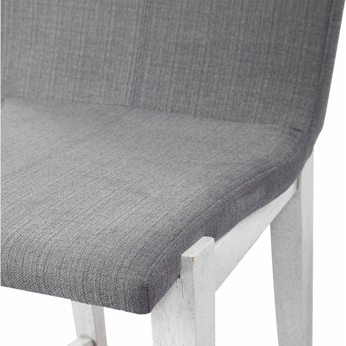 002 SR-801637 | Closeup | Brazos Counter Stool by Uttermost in gray. Made from rubber wood, plywood, fabric, foam in a modern style.