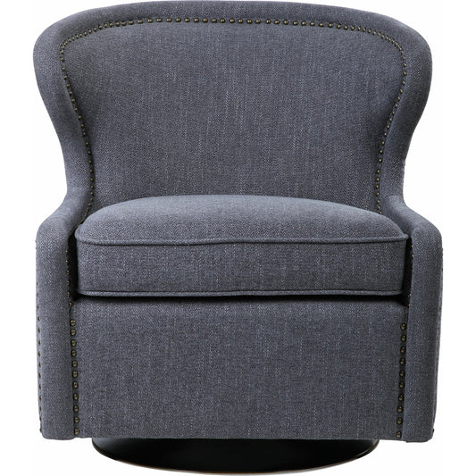 Biscay Swivel Chair by Uttermost. Made from fabric, iron, foam, plywood in a modern style.