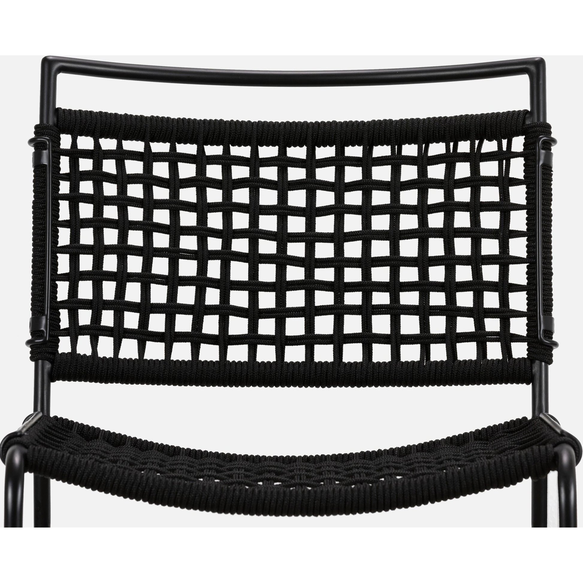 Wharton Outdoor Bar Stool by Four Hands in black rope and satin black. Made from iron, 100% polyester in a modern style.