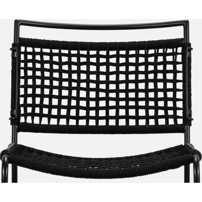 Wharton Outdoor Bar Stool by Four Hands in black rope and satin black. Made from iron, 100% polyester in a modern style.