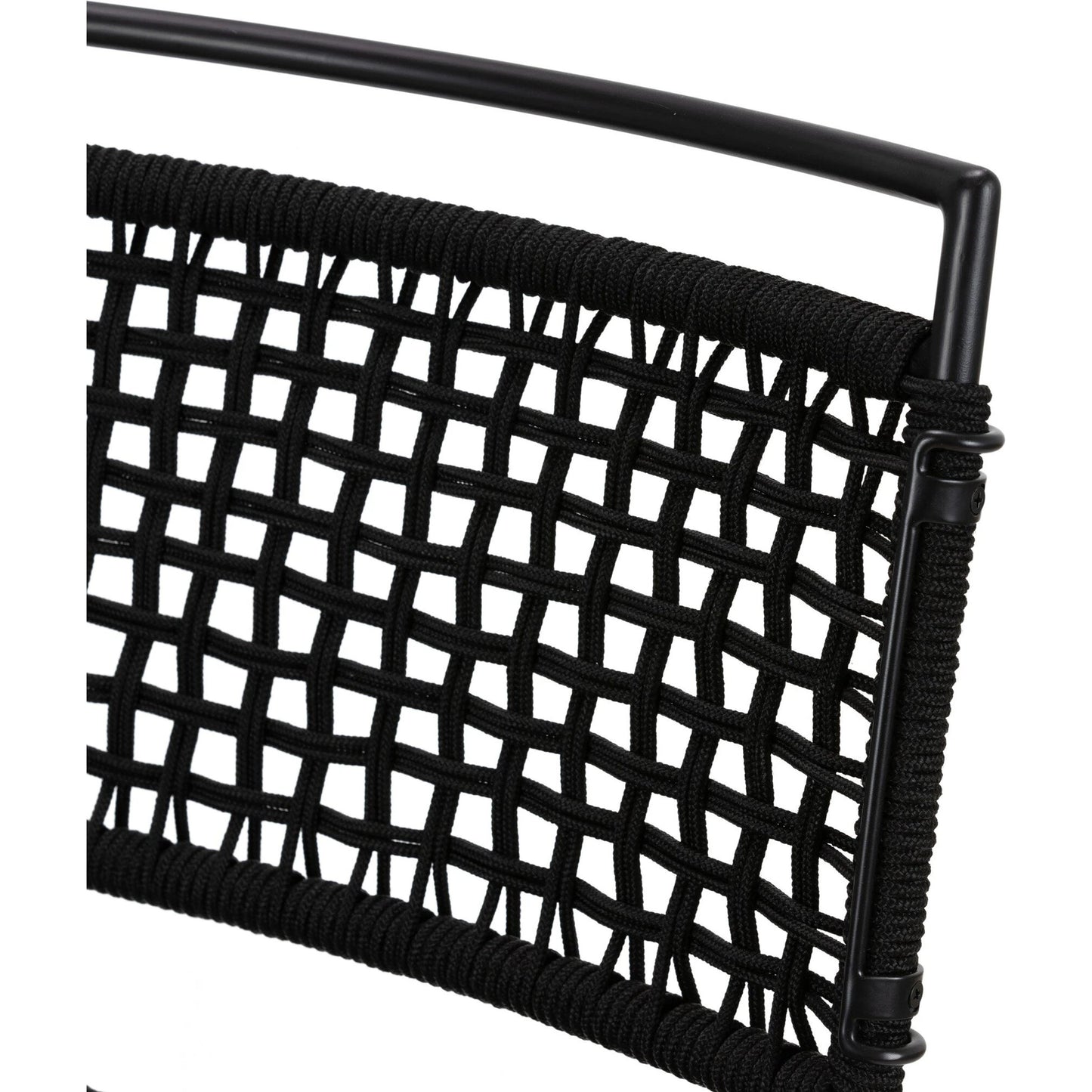 006 SI-2137714 | Closeup | Wharton Outdoor Bar Stool by Four Hands in black rope and satin black. Made from iron, 100% polyester in a modern style.