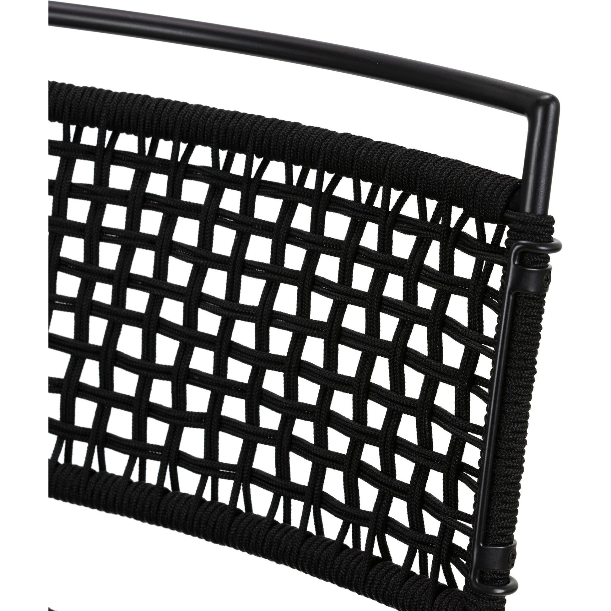 Wharton Outdoor Bar Stool by Four Hands in black rope and satin black. Made from iron, 100% polyester in a modern style.