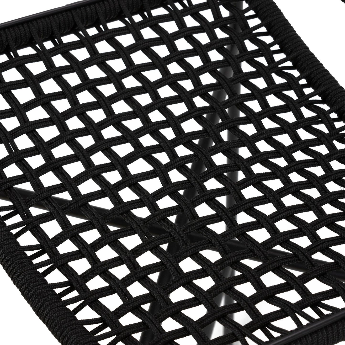 007 SI-2137714 | Closeup | Wharton Outdoor Bar Stool by Four Hands in black rope and satin black. Made from iron, 100% polyester in a modern style.