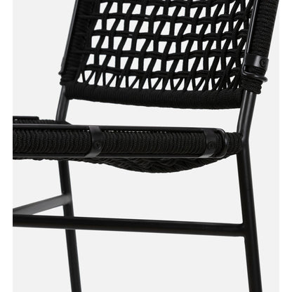 Wharton Outdoor Bar Stool by Four Hands in black rope and satin black. Made from iron, 100% polyester in a modern style.