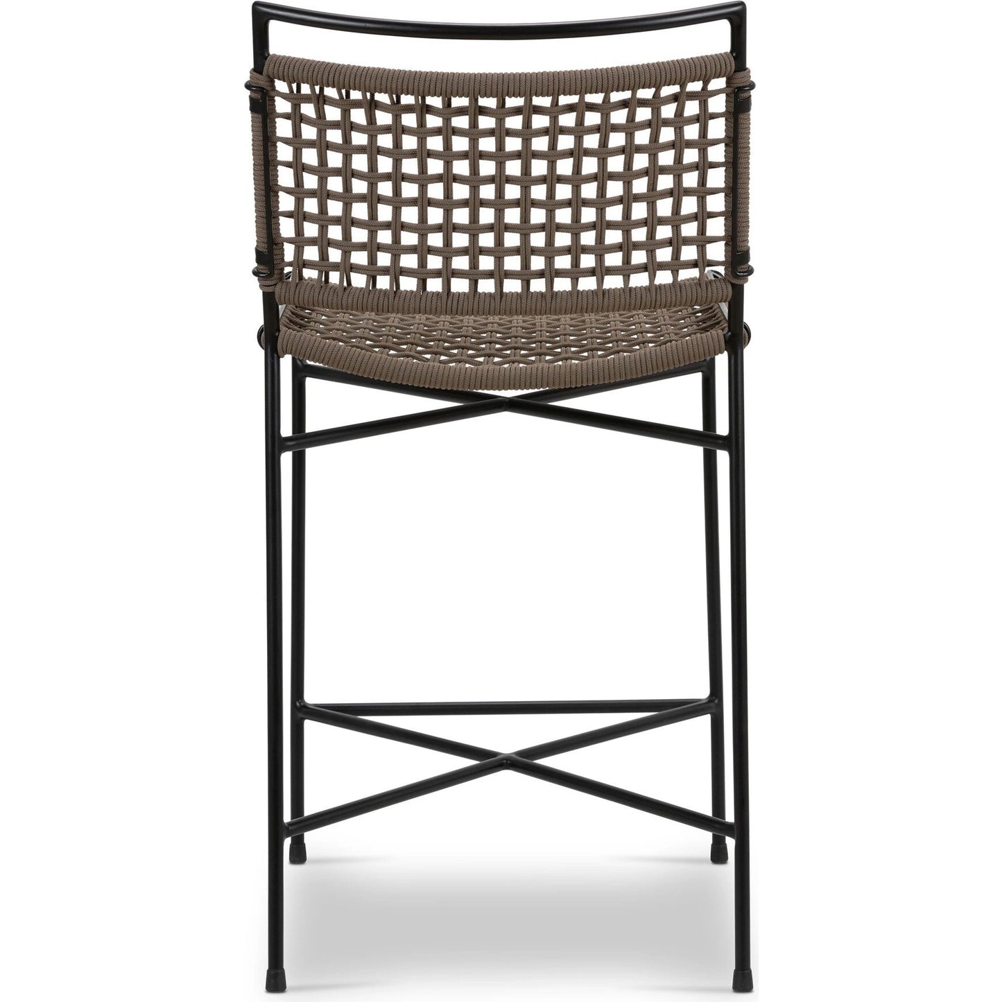 004 SI-2137715 | Additional Silo | Wharton Outdoor Counter Stool by Four Hands in earth rope and satin black. Made from iron, 100% polyester in a modern style.