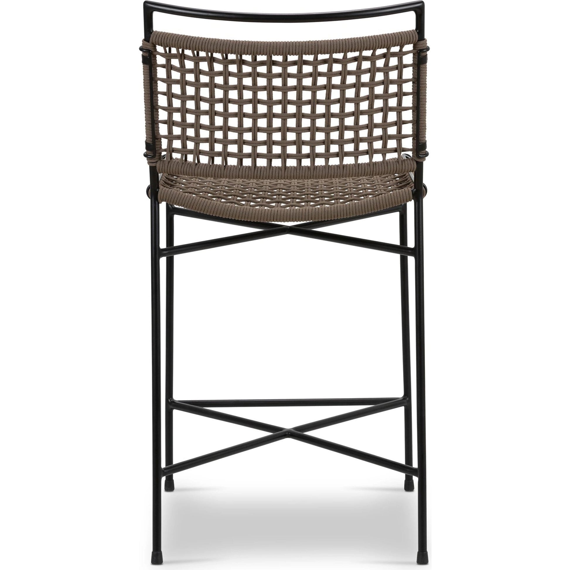 Wharton Outdoor Counter Stool by Four Hands in earth rope and satin black. Made from iron, 100% polyester in a modern style.