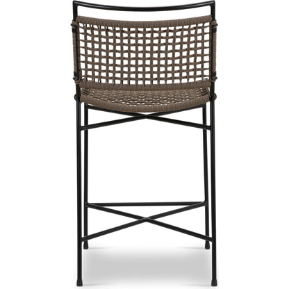 Wharton Outdoor Counter Stool by Four Hands in earth rope and satin black. Made from iron, 100% polyester in a modern style.