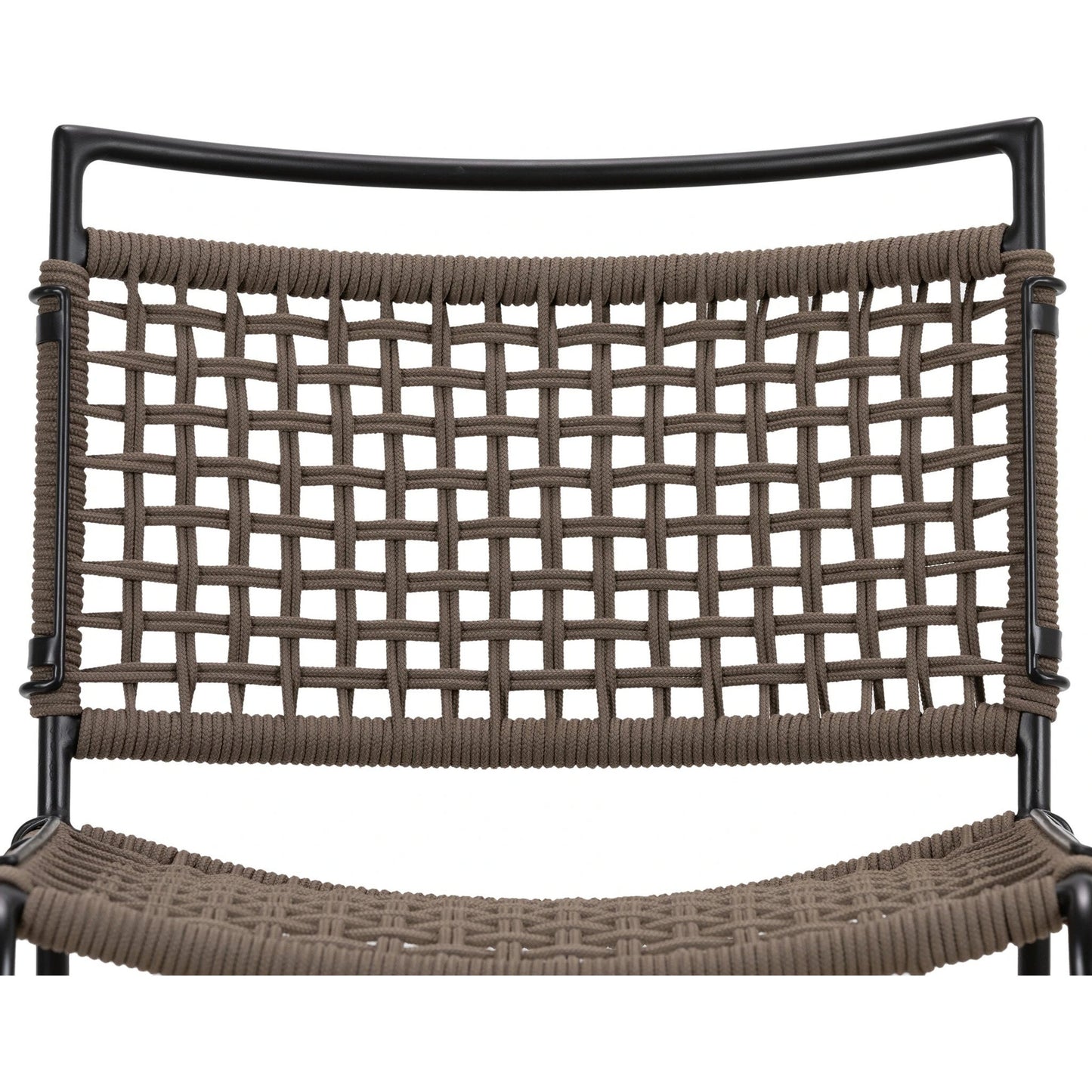 005 SI-2137715 | Closeup | Wharton Outdoor Counter Stool by Four Hands in earth rope and satin black. Made from iron, 100% polyester in a modern style.