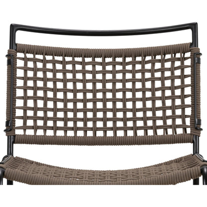 Wharton Outdoor Counter Stool by Four Hands in earth rope and satin black. Made from iron, 100% polyester in a modern style.