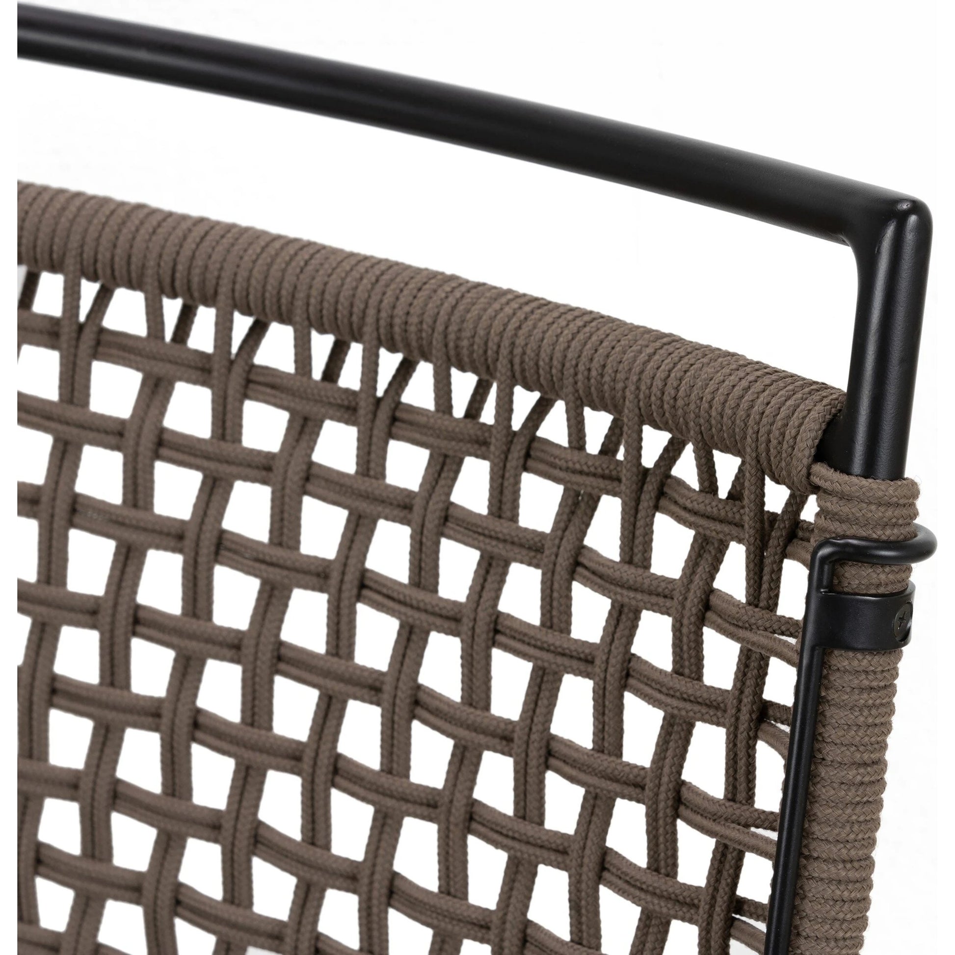 Wharton Outdoor Counter Stool by Four Hands in earth rope and satin black. Made from iron, 100% polyester in a modern style.