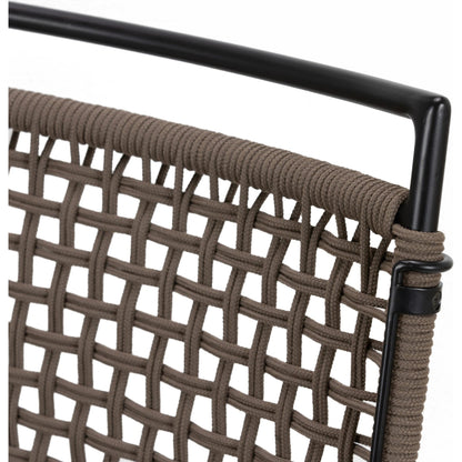 Wharton Outdoor Counter Stool by Four Hands in earth rope and satin black. Made from iron, 100% polyester in a modern style.