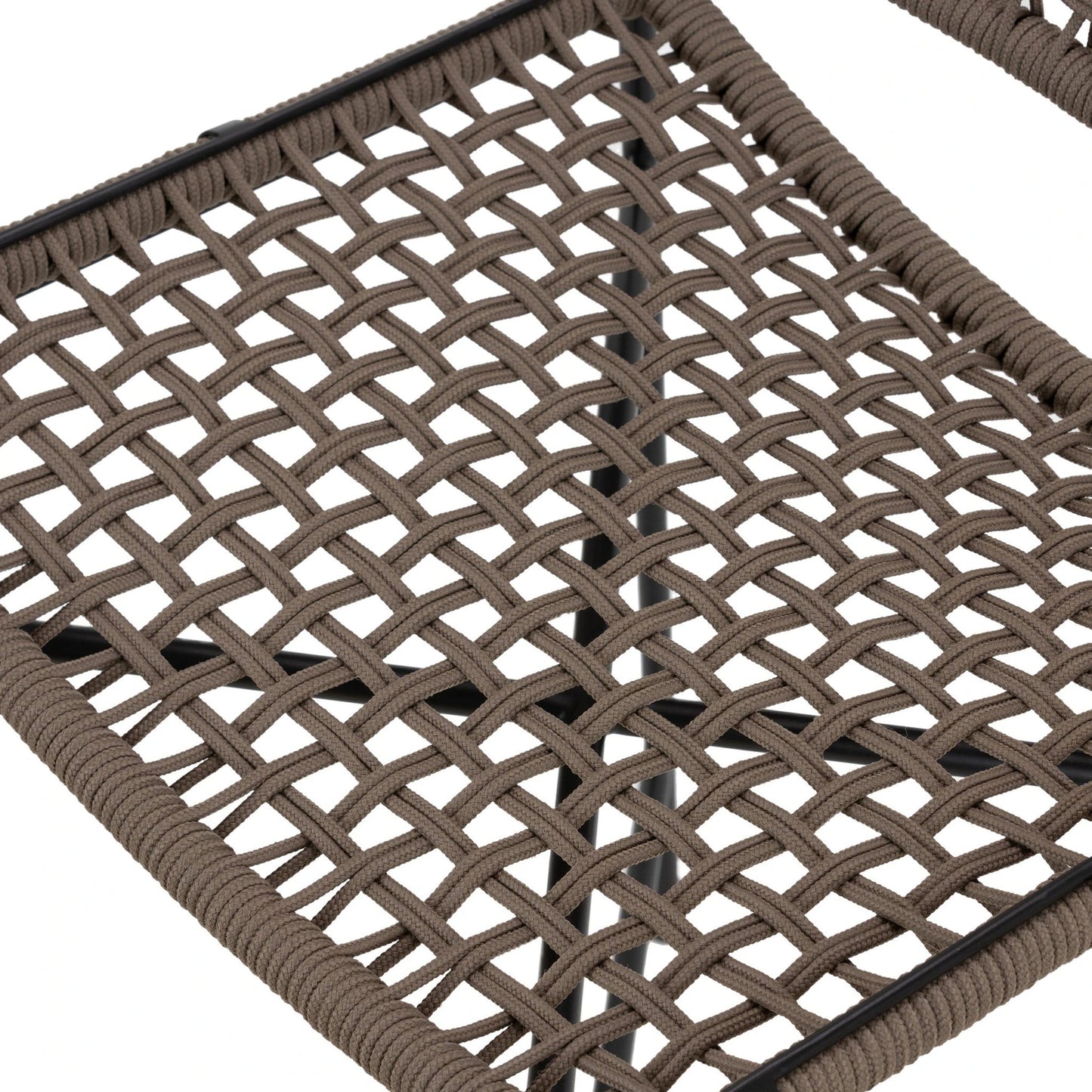 007 SI-2137715 | Closeup | Wharton Outdoor Counter Stool by Four Hands in earth rope and satin black. Made from iron, 100% polyester in a modern style.