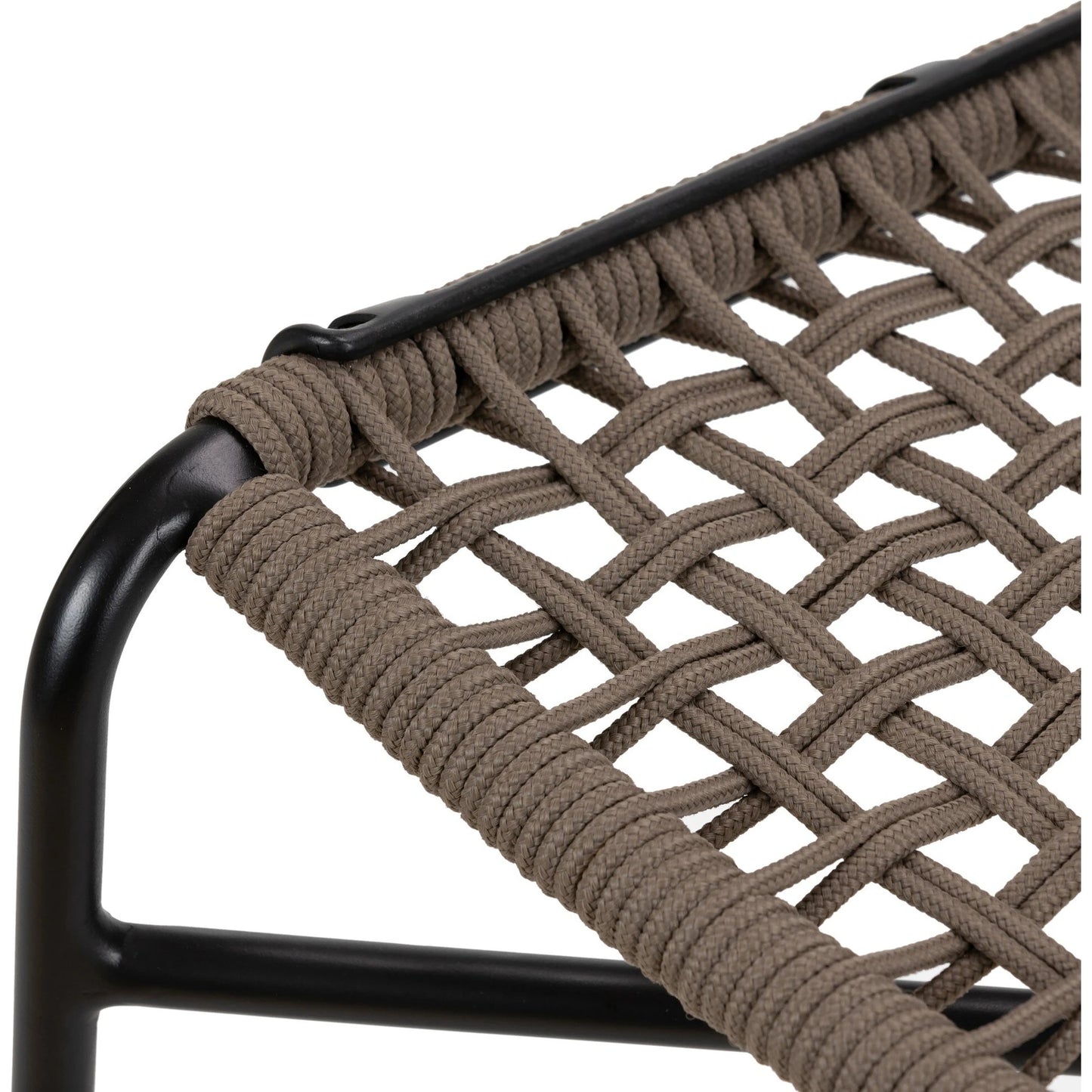 008 SI-2137715 | Closeup | Wharton Outdoor Counter Stool by Four Hands in earth rope and satin black. Made from iron, 100% polyester in a modern style.