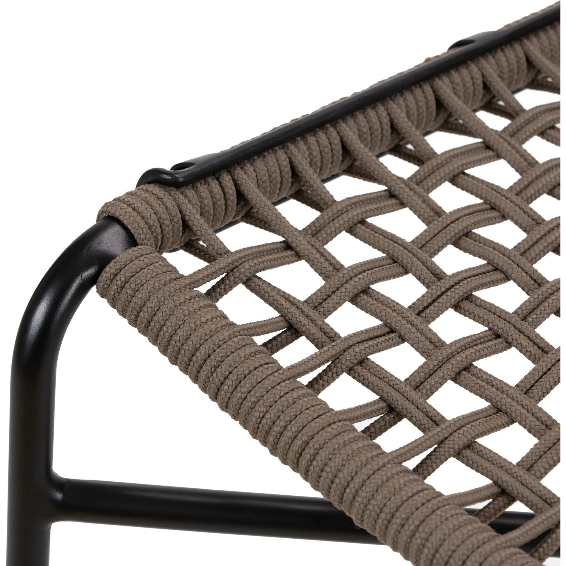 Wharton Outdoor Counter Stool by Four Hands in earth rope and satin black. Made from iron, 100% polyester in a modern style.