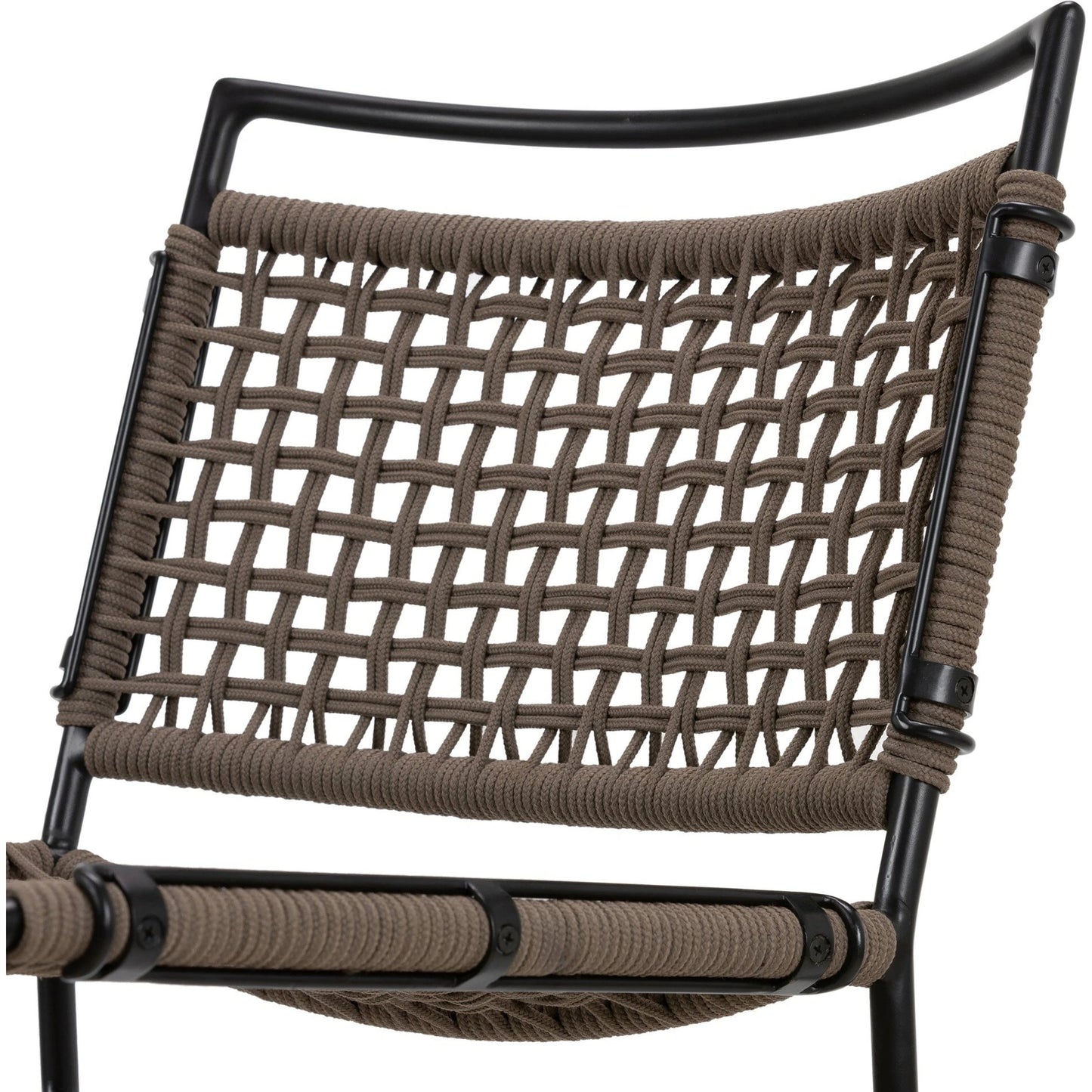009 SI-2137715 | Closeup | Wharton Outdoor Counter Stool by Four Hands in earth rope and satin black. Made from iron, 100% polyester in a modern style.