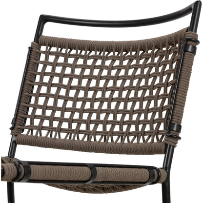 Wharton Outdoor Counter Stool by Four Hands in earth rope and satin black. Made from iron, 100% polyester in a modern style.