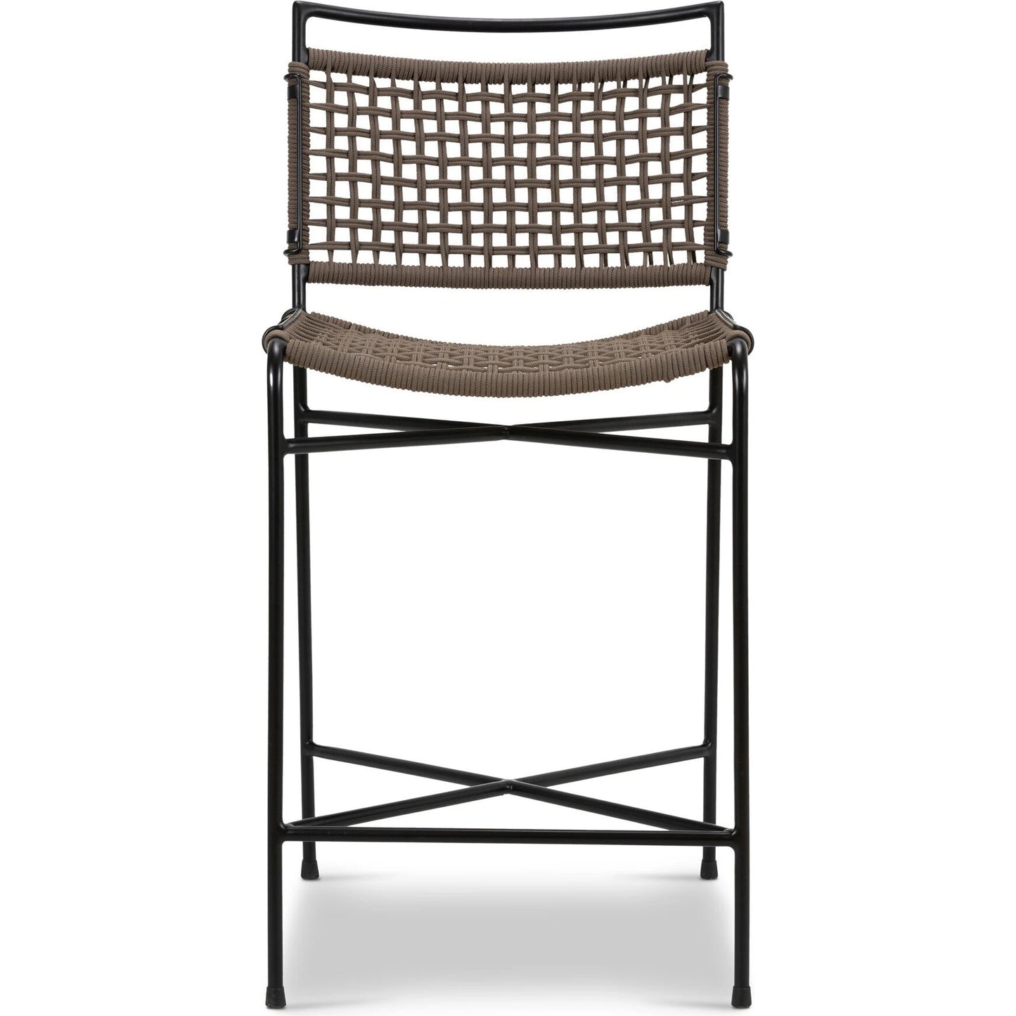 002 SI-2137715 | Additional Silo | Wharton Outdoor Counter Stool by Four Hands in earth rope and satin black. Made from iron, 100% polyester in a modern style.