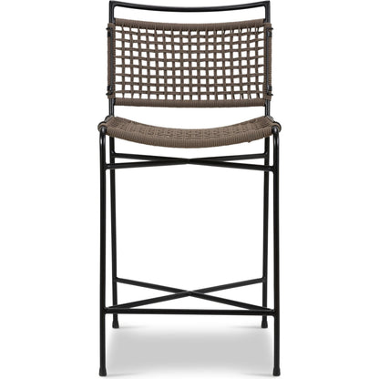Wharton Outdoor Counter Stool by Four Hands in earth rope and satin black. Made from iron, 100% polyester in a modern style.