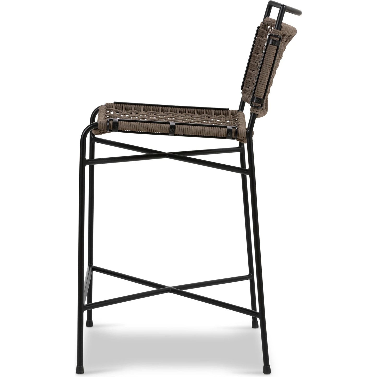 003 SI-2137715 | Additional Silo | Wharton Outdoor Counter Stool by Four Hands in earth rope and satin black. Made from iron, 100% polyester in a modern style.