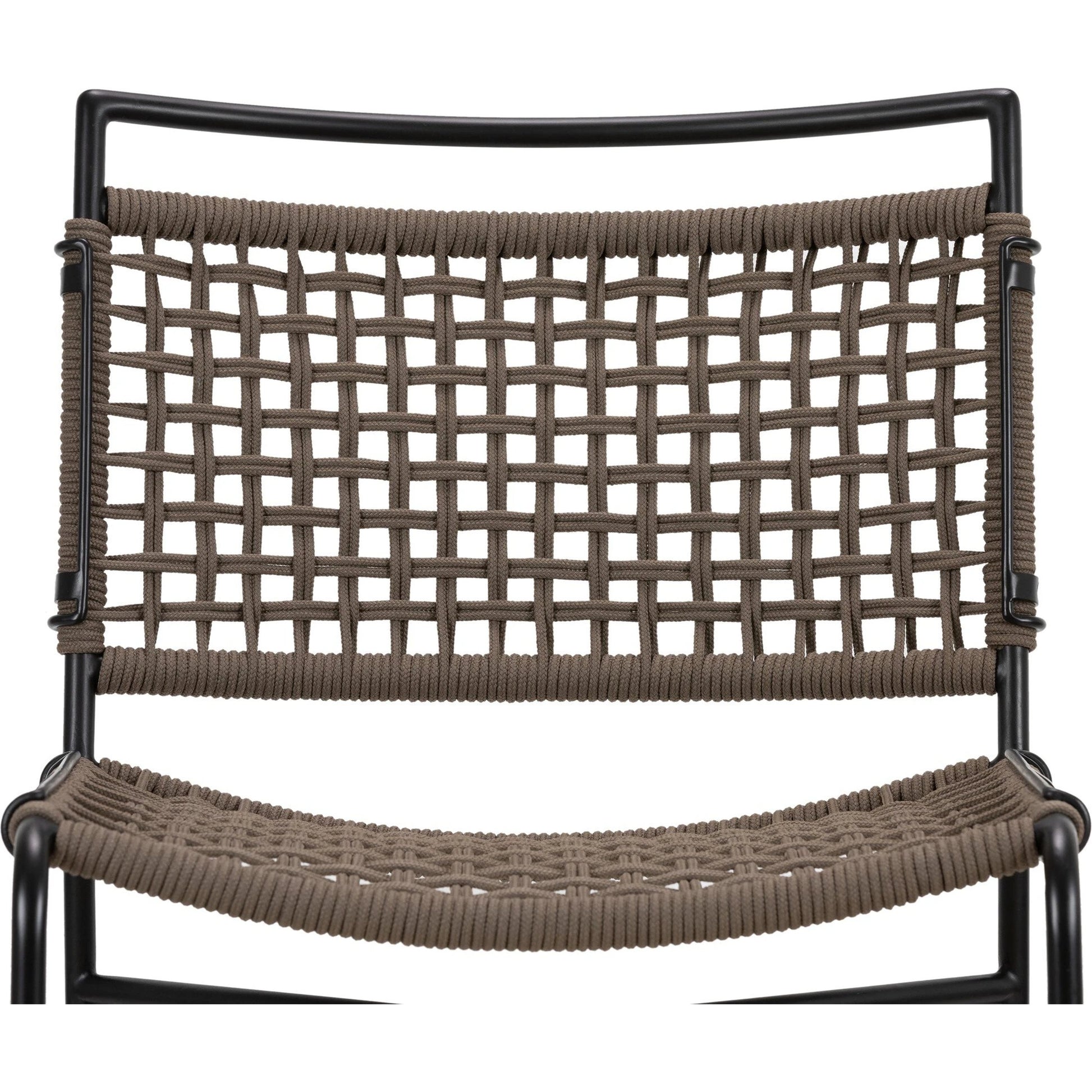 Wharton Outdoor Bar Stool by Four Hands in black rope and satin black. Made from iron, 100% polyester in a modern style.