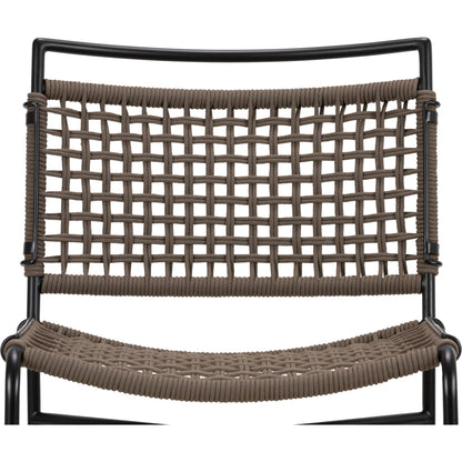 Wharton Outdoor Bar Stool by Four Hands in black rope and satin black. Made from iron, 100% polyester in a modern style.