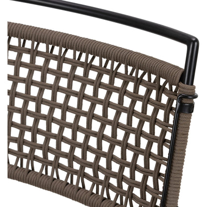 Wharton Outdoor Bar Stool by Four Hands in black rope and satin black. Made from iron, 100% polyester in a modern style.