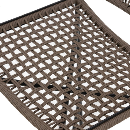 Wharton Outdoor Bar Stool by Four Hands in black rope and satin black. Made from iron, 100% polyester in a modern style.