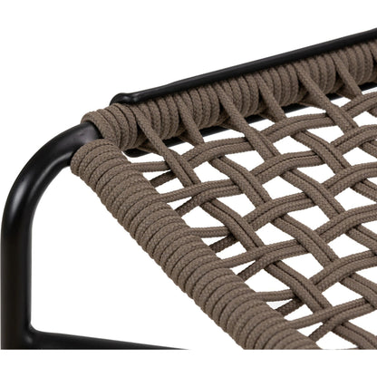 Wharton Outdoor Bar Stool by Four Hands in black rope and satin black. Made from iron, 100% polyester in a modern style.