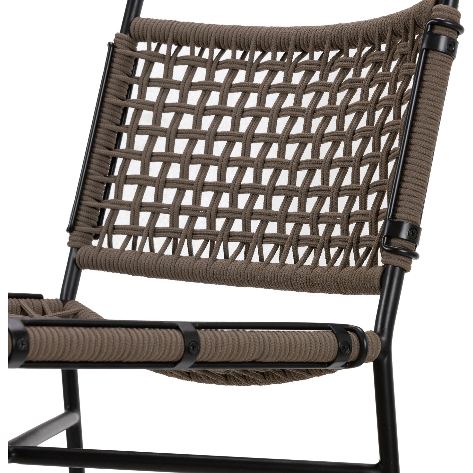 Wharton Outdoor Bar Stool by Four Hands in black rope and satin black. Made from iron, 100% polyester in a modern style.