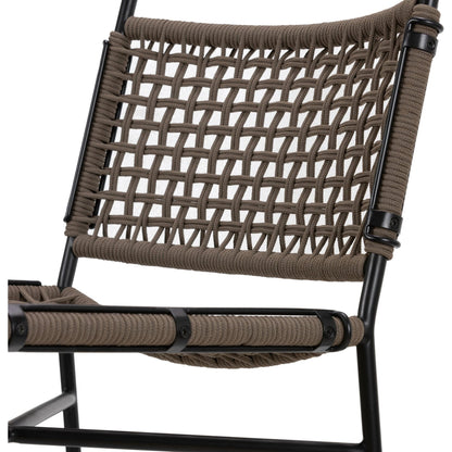 Wharton Outdoor Bar Stool by Four Hands in black rope and satin black. Made from iron, 100% polyester in a modern style.