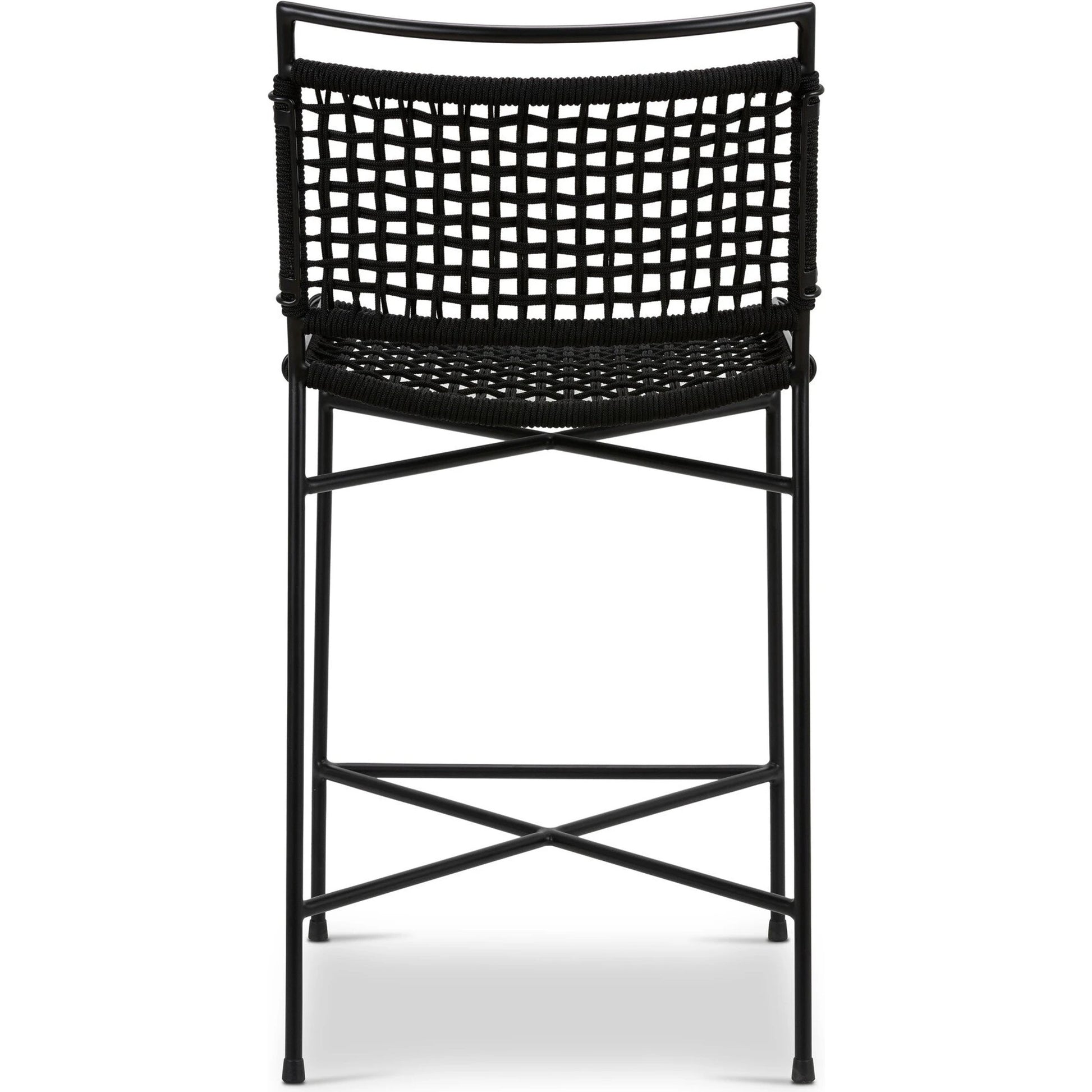 Wharton Outdoor Counter Stool by Four Hands in earth rope and satin black. Made from iron, 100% polyester in a modern style.