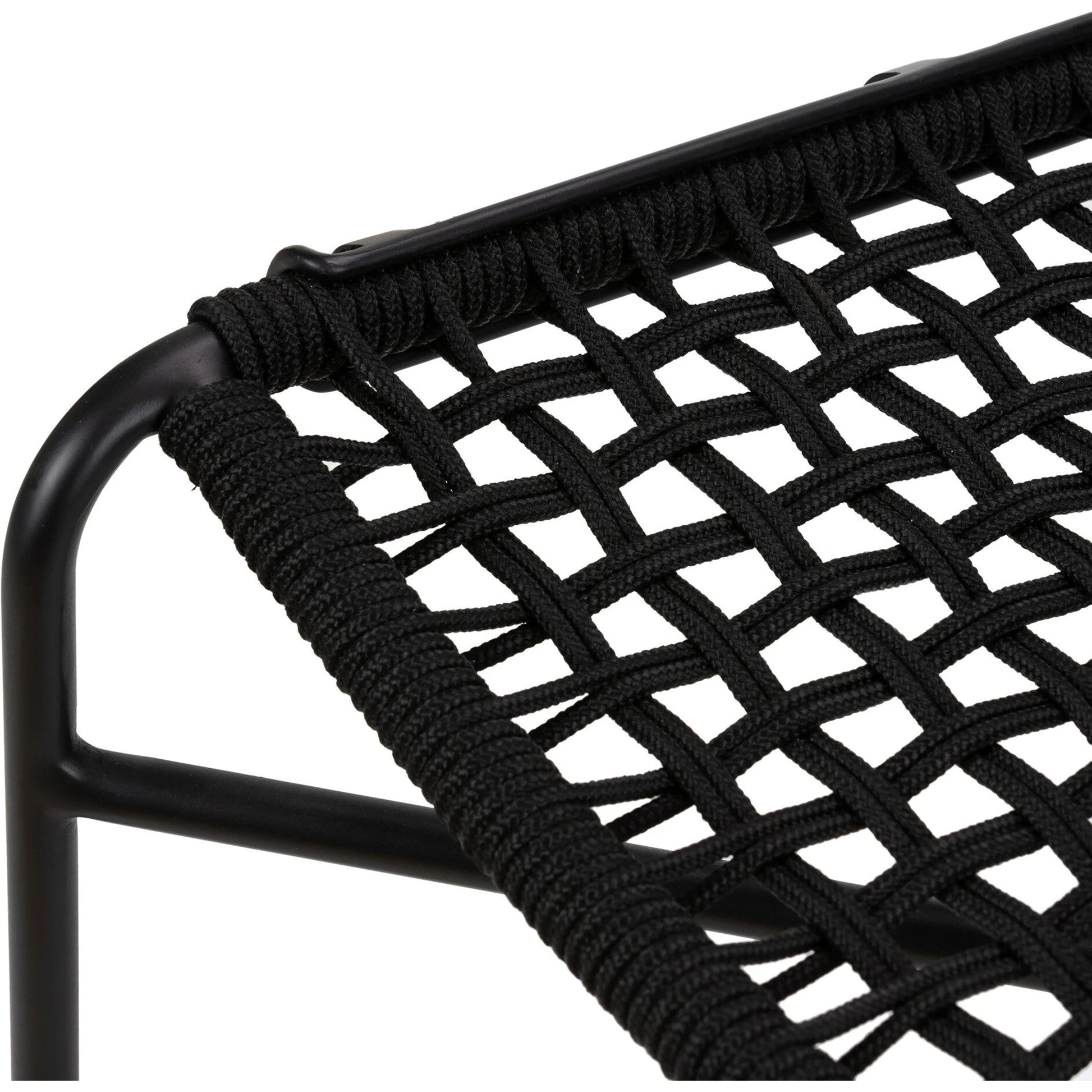 Wharton Outdoor Counter Stool by Four Hands in earth rope and satin black. Made from iron, 100% polyester in a modern style.