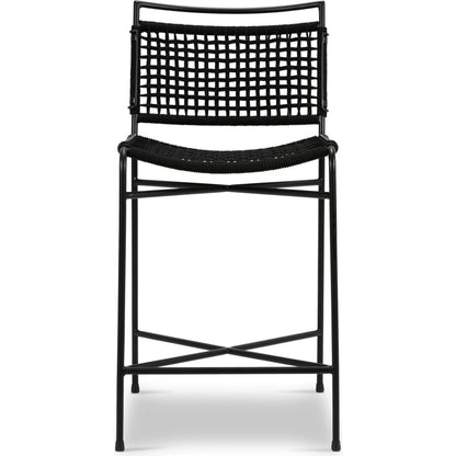 Wharton Outdoor Counter Stool by Four Hands in earth rope and satin black. Made from iron, 100% polyester in a modern style.