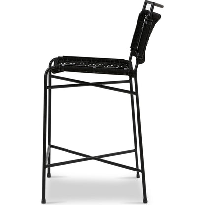 Wharton Outdoor Counter Stool by Four Hands in earth rope and satin black. Made from iron, 100% polyester in a modern style.
