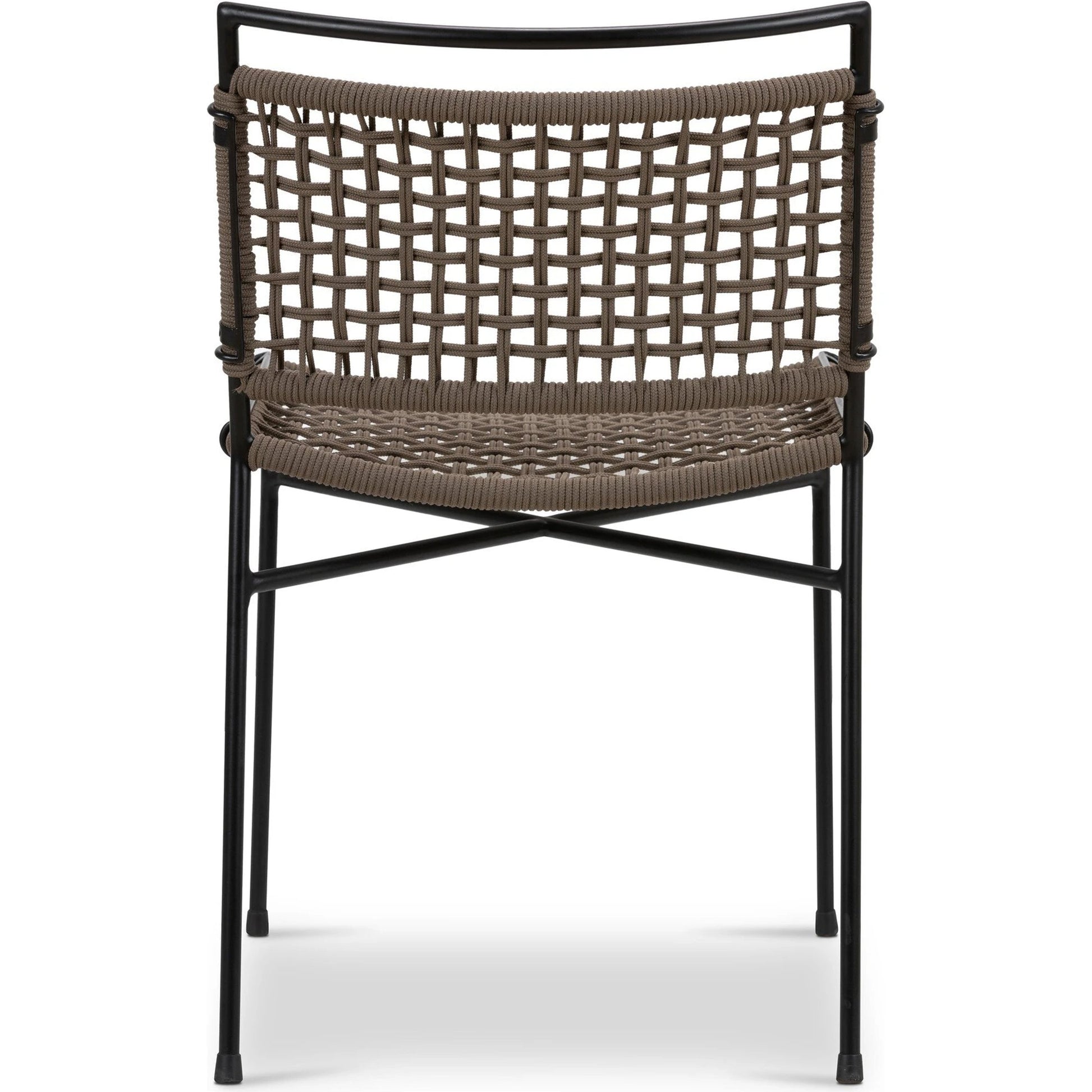 Wharton Outdoor Dining Chair by Four Hands in earth rope and satin black. Made from iron, 100% polyester in a modern style.