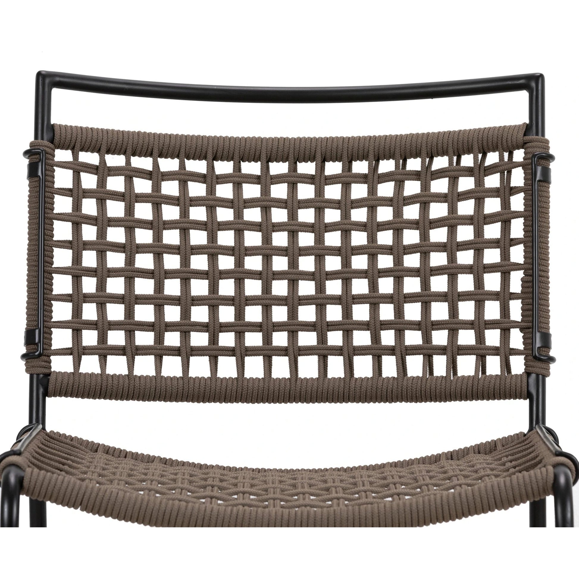 Wharton Outdoor Dining Chair by Four Hands in earth rope and satin black. Made from iron, 100% polyester in a modern style.