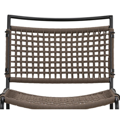 Wharton Outdoor Dining Chair by Four Hands in earth rope and satin black. Made from iron, 100% polyester in a modern style.