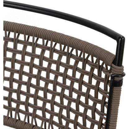 Wharton Outdoor Dining Chair by Four Hands in earth rope and satin black. Made from iron, 100% polyester in a modern style.