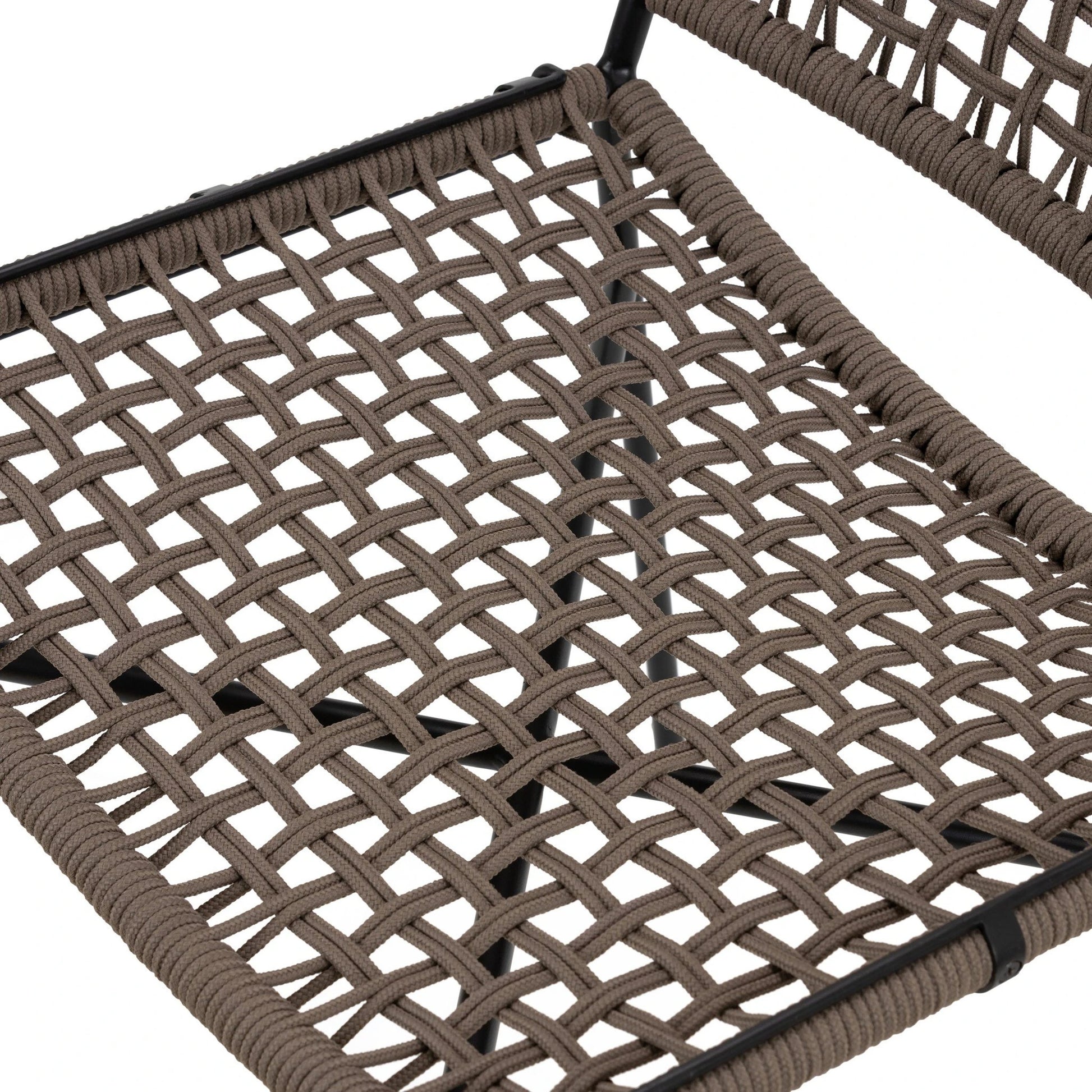 Wharton Outdoor Dining Chair by Four Hands in earth rope and satin black. Made from iron, 100% polyester in a modern style.