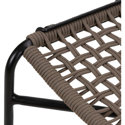 Wharton Outdoor Dining Chair by Four Hands in earth rope and satin black. Made from iron, 100% polyester in a modern style.