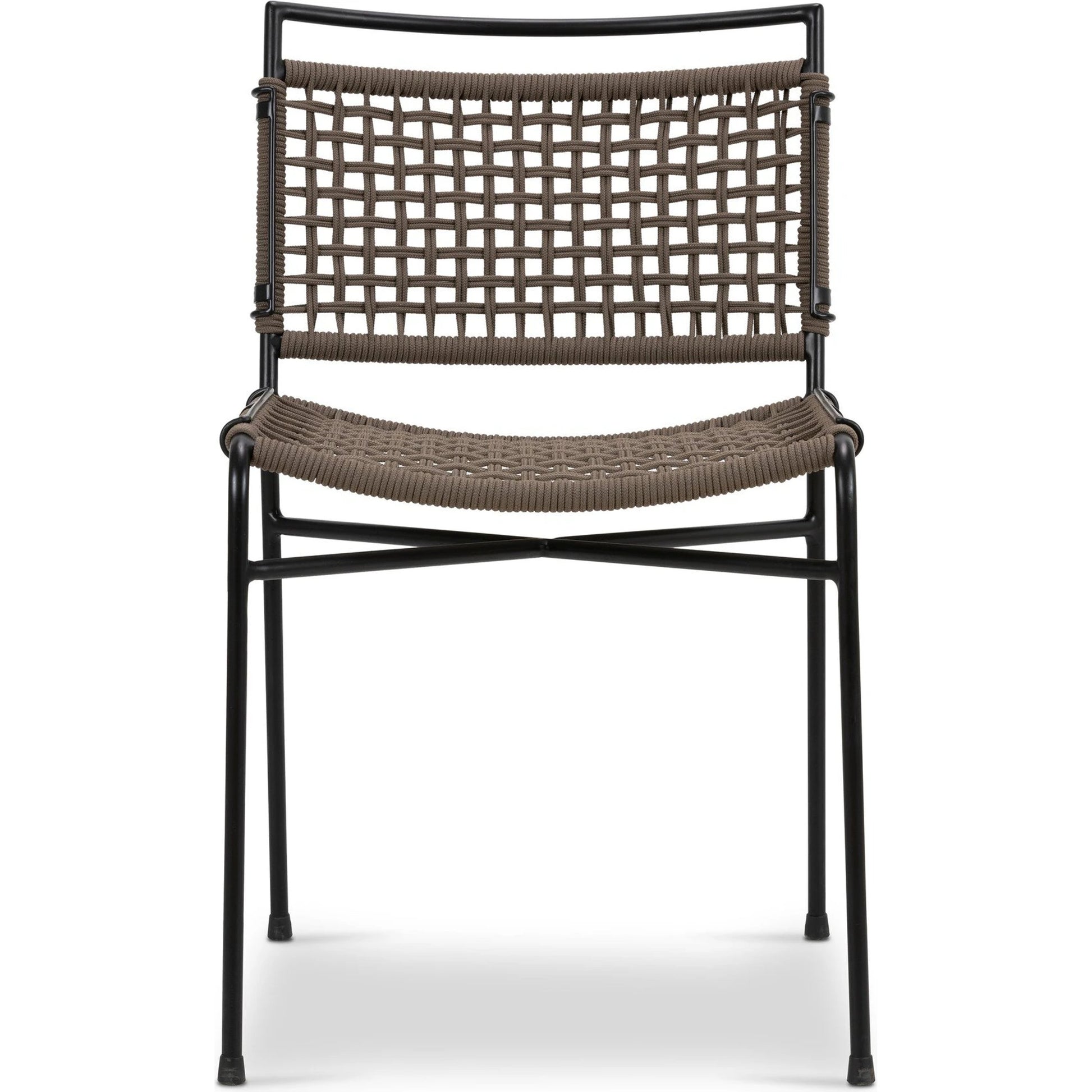 Wharton Outdoor Dining Chair by Four Hands in earth rope and satin black. Made from iron, 100% polyester in a modern style.