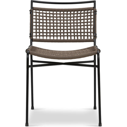Wharton Outdoor Dining Chair by Four Hands in earth rope and satin black. Made from iron, 100% polyester in a modern style.