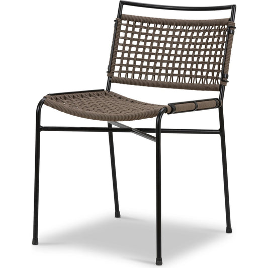 Wharton Outdoor Dining Chair by Four Hands in earth rope and satin black. Made from iron, 100% polyester in a modern style.