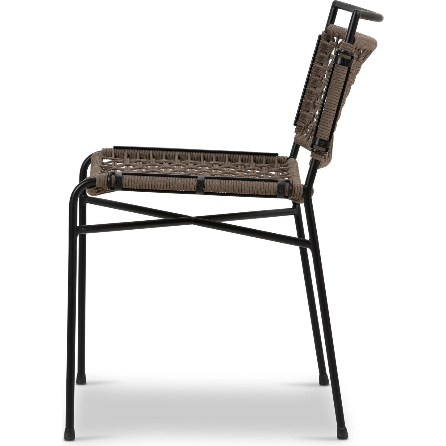 004 SI-2137718 | Additional Silo | Wharton Outdoor Dining Chair by Four Hands in earth rope and satin black. Made from iron, 100% polyester in a modern style.