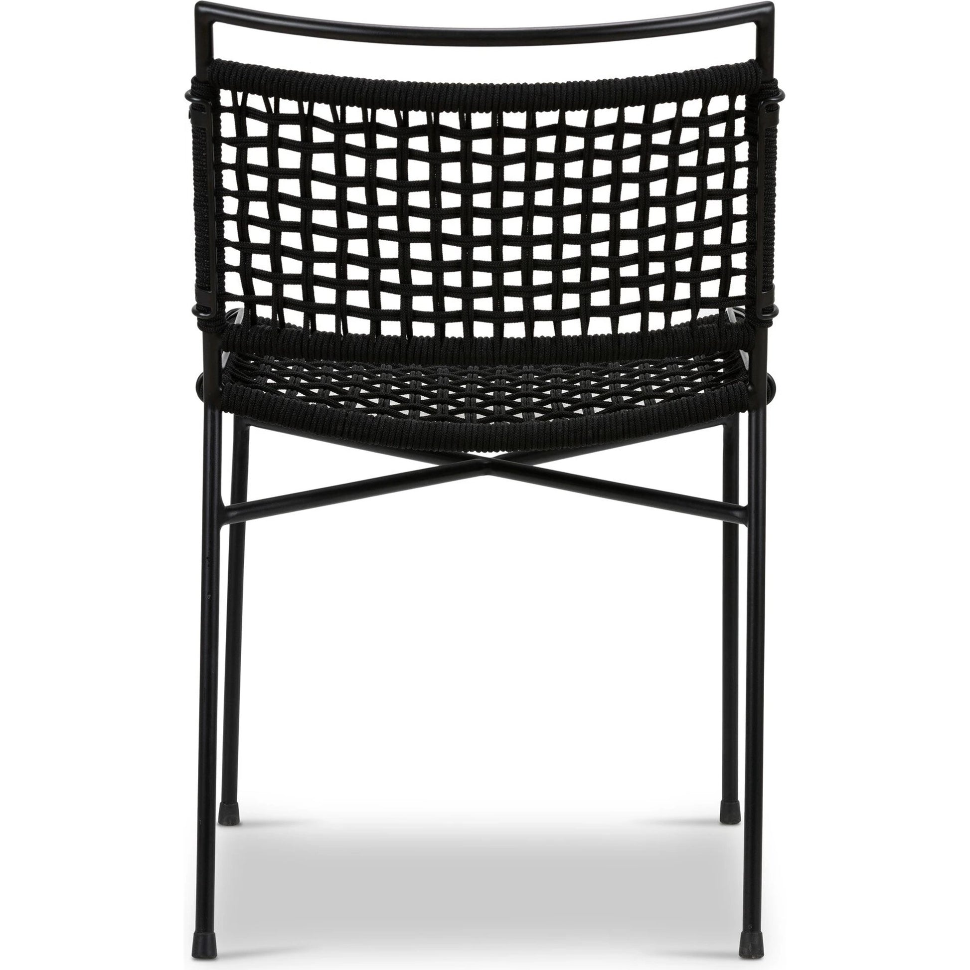 Wharton Outdoor Dining Chair by Four Hands in earth rope and satin black. Made from iron, 100% polyester in a modern style.