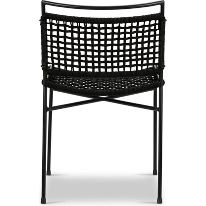Wharton Outdoor Dining Chair by Four Hands in earth rope and satin black. Made from iron, 100% polyester in a modern style.